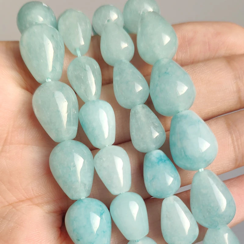 Waterdrop Natural Stone Beads – Jade Angelite Amazonite DIY
