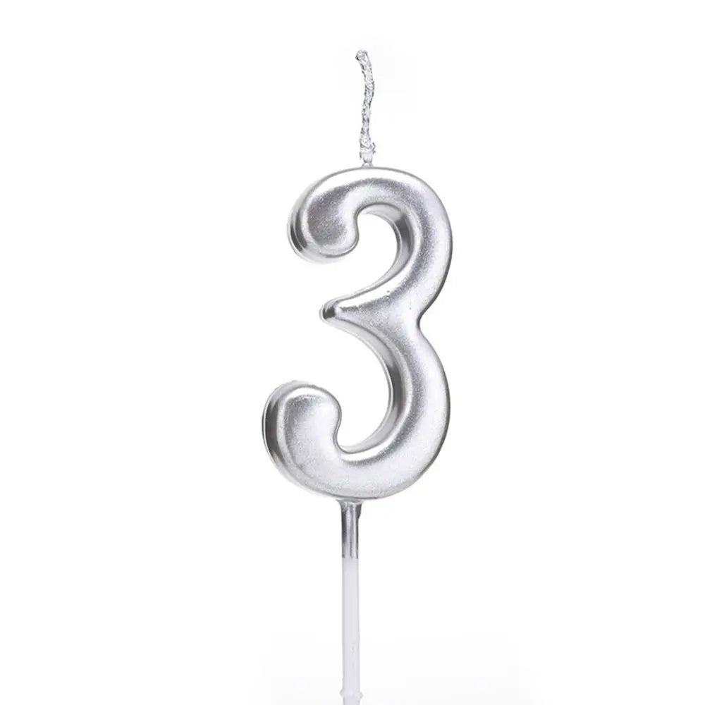 Silver Number Birthday Candle – Cake & Cupcake Topper