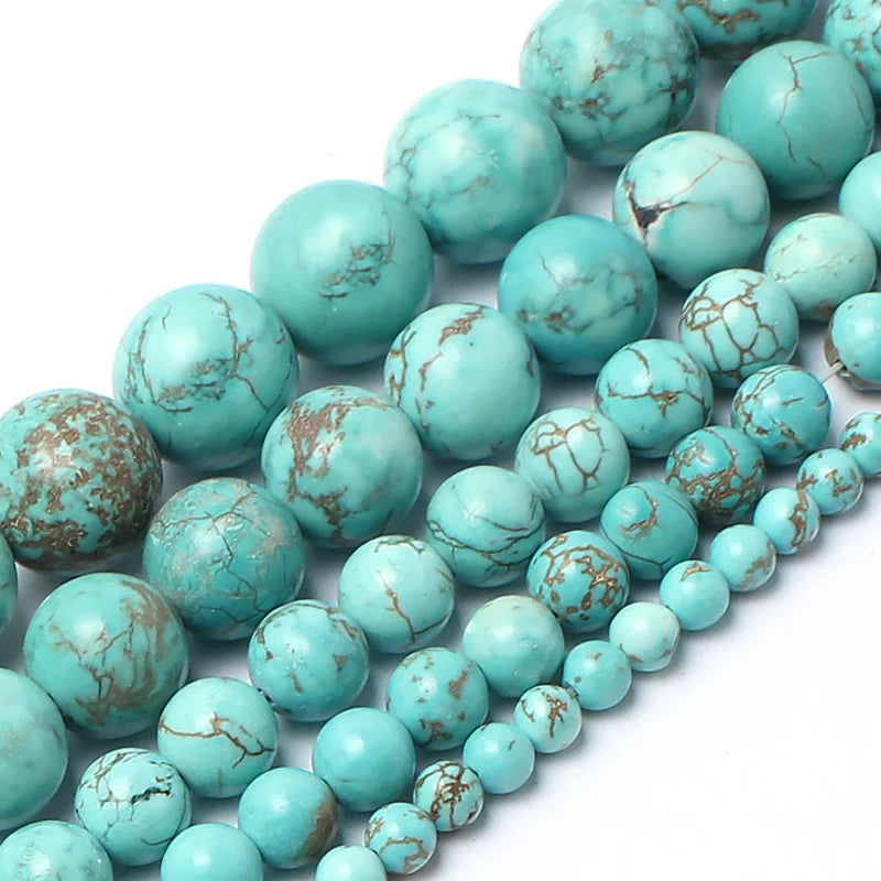 Round Stone Loose Beads for Jewelry Making – 15" Strand 4–12mm