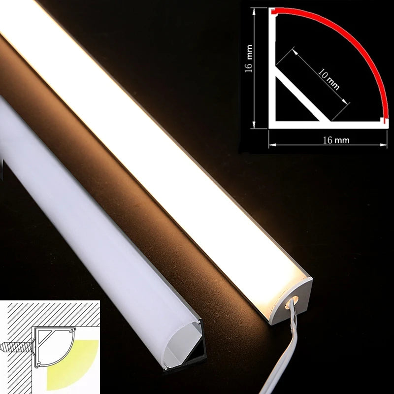 V-Type Black Aluminum LED Channel Profile 0.5m | Milky Cover