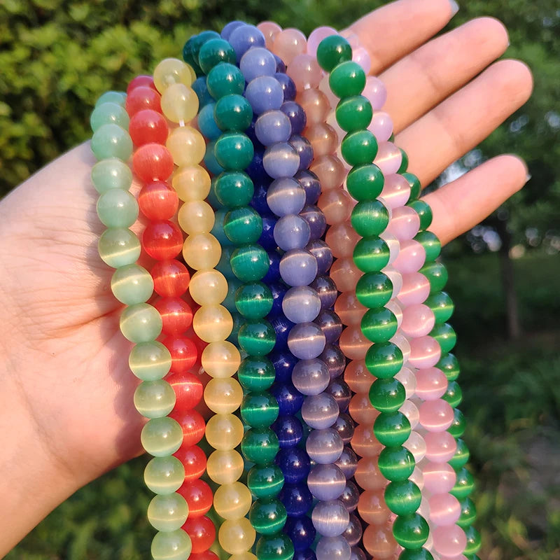 Cat's Eye Opal Glass Beads Mixed Colors – 4mm to 12mm DIY Jewelry