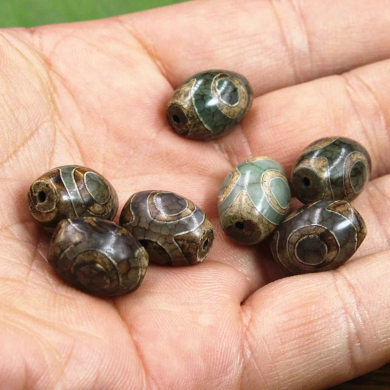 Tibetan Dzi 3-Eye Agate Oval Beads – DIY Bracelet Necklace 8x12mm