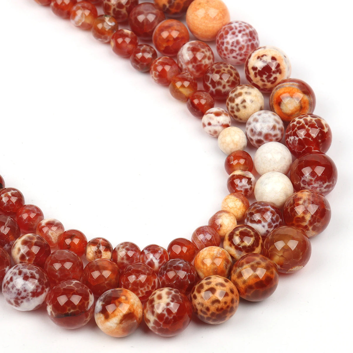 Red Fire Agate Stone Beads 6/8/10mm – DIY Jewelry Making