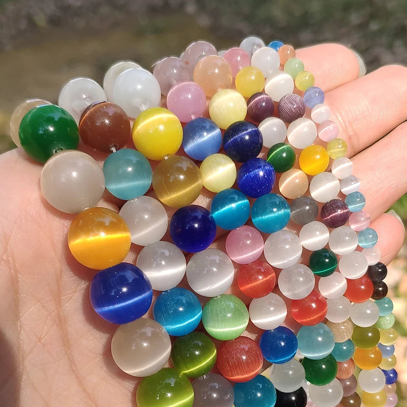 Cat's Eye Opal Glass Beads Mixed Colors – 4mm to 12mm DIY Jewelry