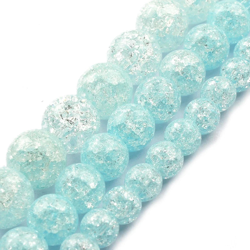 Snow Cracked Crystal Beads 6/8/10mm Round Loose Quartz – 15"