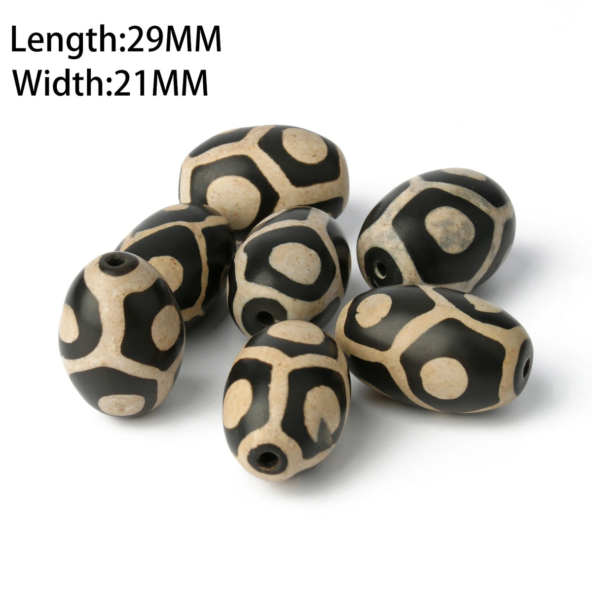 Tibetan Dzi 3-Eye Agate Oval Beads – DIY Bracelet Necklace 8x12mm