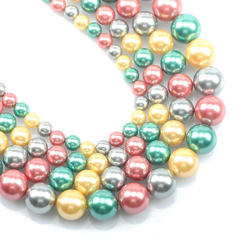 Shell Pearl Beads 15 Colors Round Spacer Beads for DIY Jewelry
