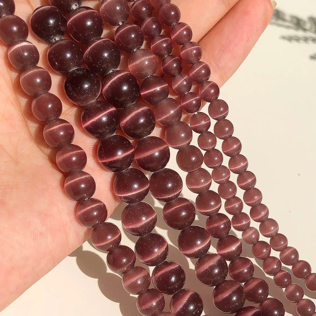 Pink Cat Eye Opal Glass Beads 4–12mm | DIY Jewelry Making