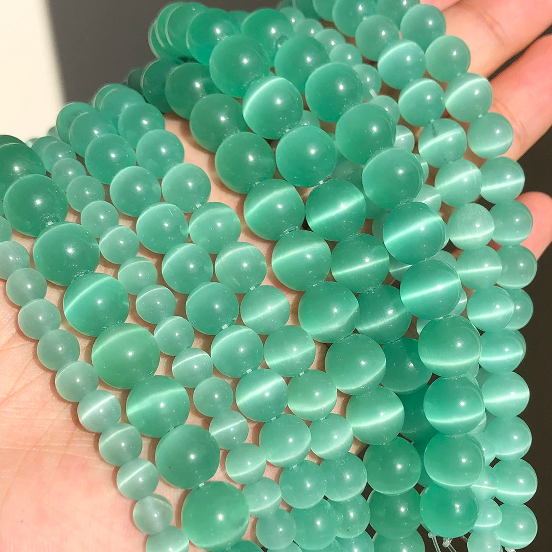 White Cat Eye Opal Round Loose Beads 4–12mm | DIY Jewelry Strand