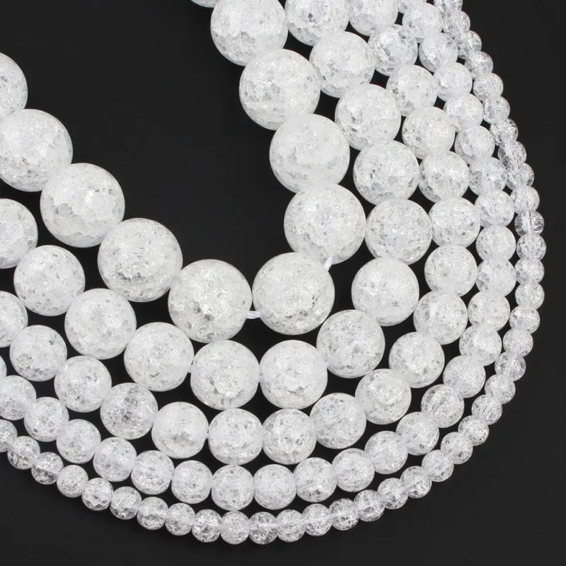 Snow Cracked Crystal Beads 6/8/10mm Round Loose Quartz – 15"