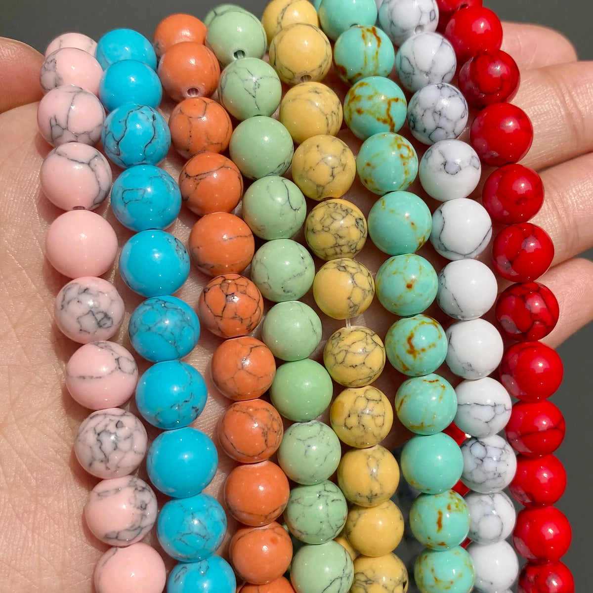 White Howlite Round Beads 4–12mm | 15" Strand Jewelry Making
