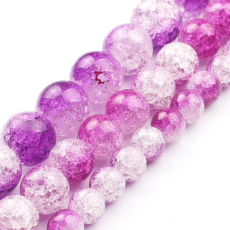 Snow Cracked Crystal Beads 6/8/10mm – Multicolor Quartz Strands