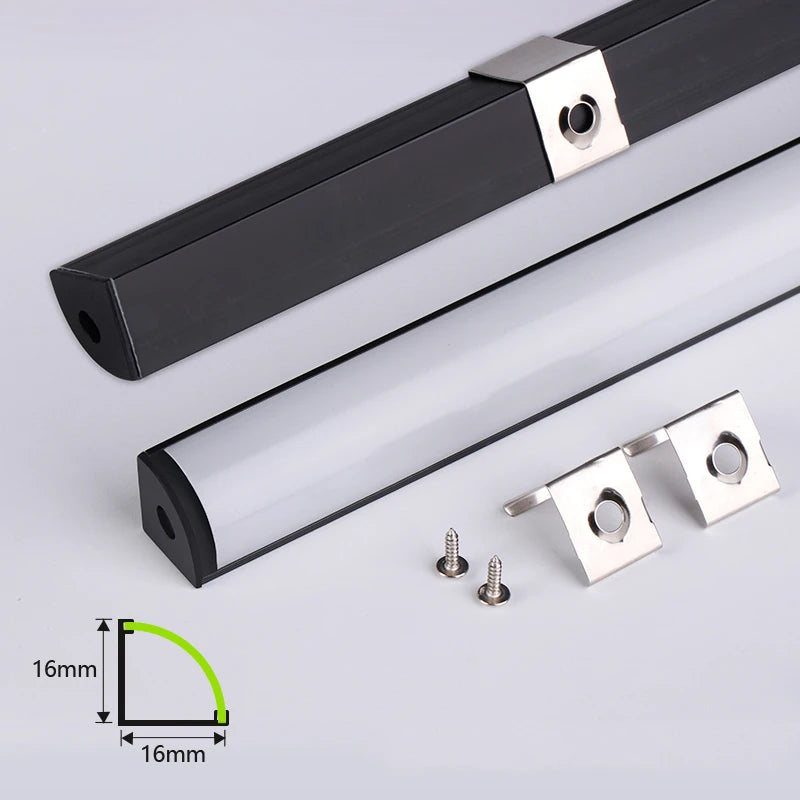 V-Type Black Aluminum LED Channel Profile 0.5m | Milky Cover