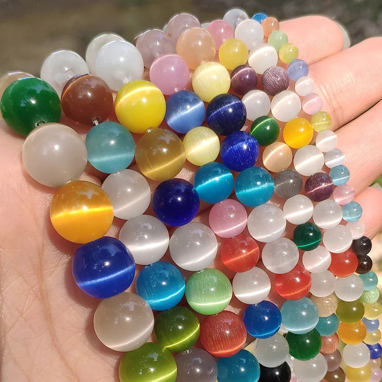 Pink Cat Eye Opal Glass Beads 4–12mm | DIY Jewelry Making