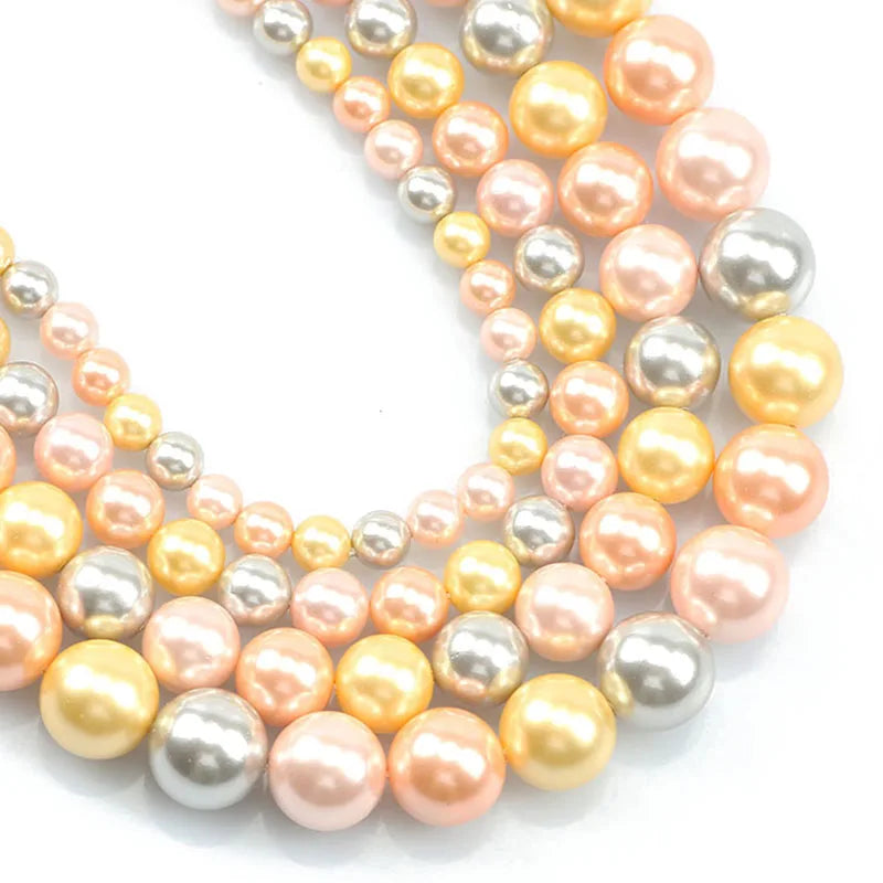Shell Pearl Beads 15 Colors Round Spacer Beads for DIY Jewelry