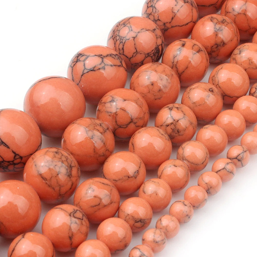 Round Stone Loose Beads for Jewelry Making – 15" Strand 4–12mm