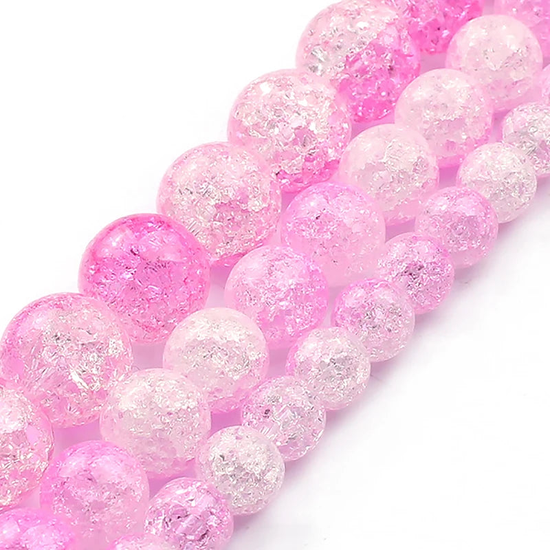 Snow Cracked Crystal Beads 6/8/10mm – Multicolor Quartz Strands
