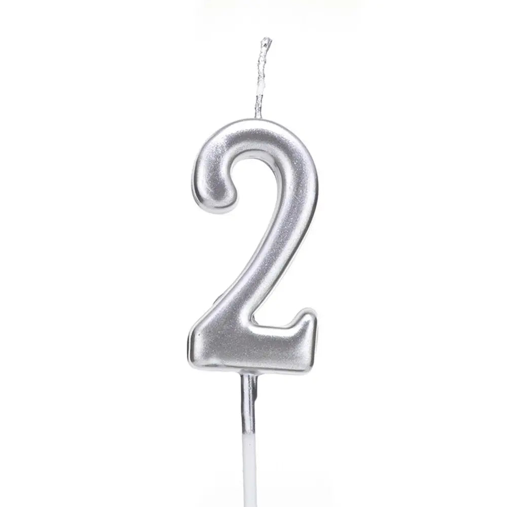 Silver Number Birthday Candle – Cake & Cupcake Topper