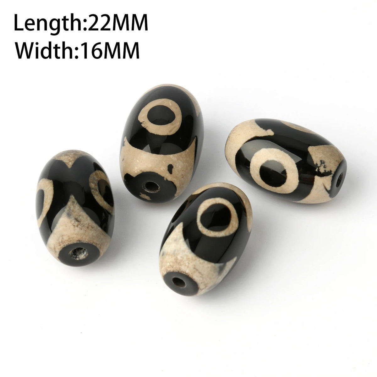 Tibetan Dzi 3-Eye Agate Oval Beads – DIY Bracelet Necklace 8x12mm