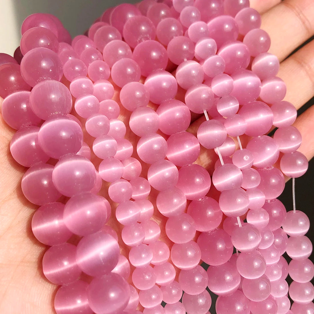 White Cat Eye Opal Round Loose Beads 4–12mm | DIY Jewelry Strand