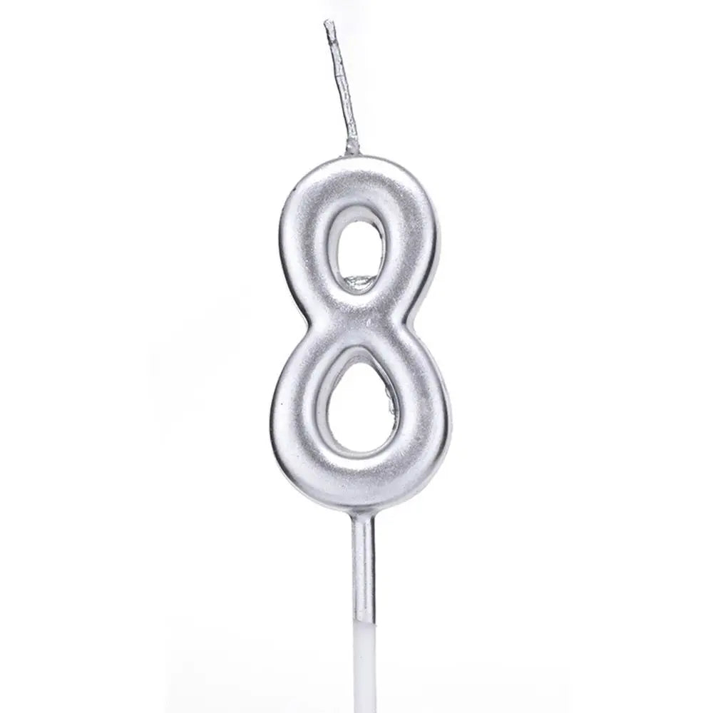 Silver Number Birthday Candle – Cake & Cupcake Topper