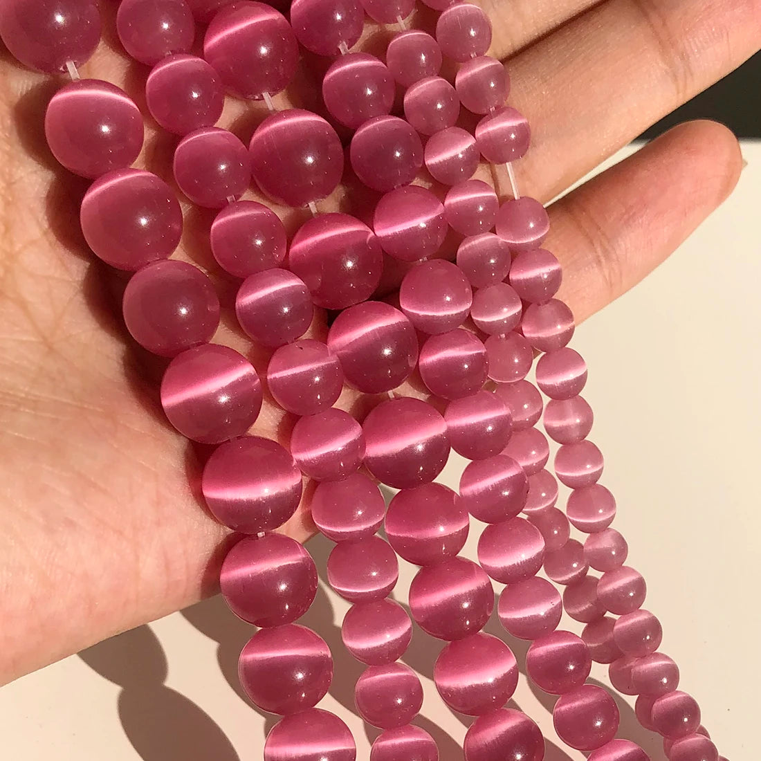 Pink Cat Eye Opal Glass Beads 4–12mm | DIY Jewelry Making