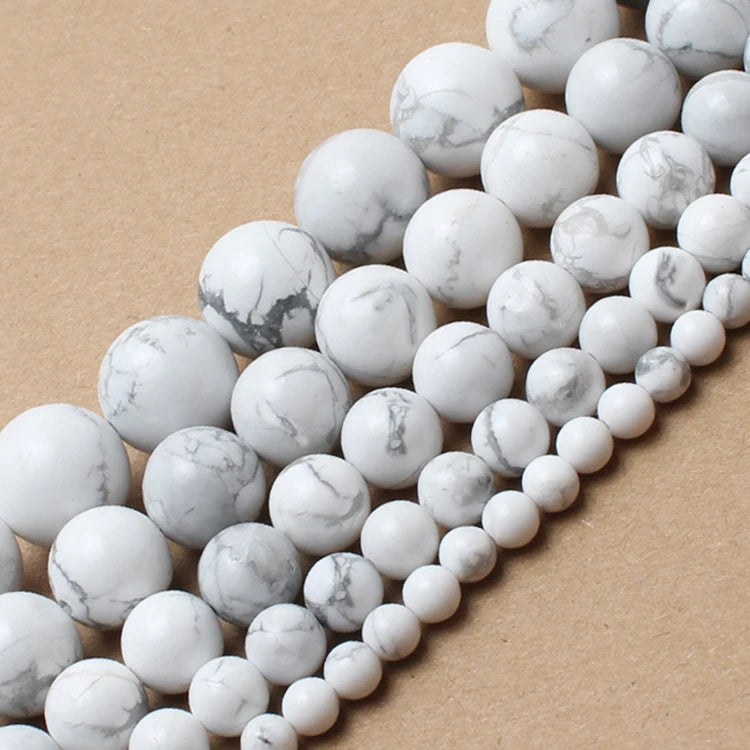 Round Stone Loose Beads for Jewelry Making – 15" Strand 4–12mm