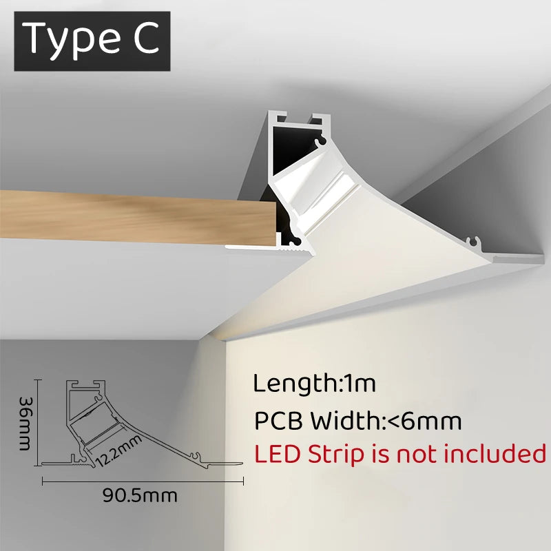 Trimless Recessed LED Aluminum Profile Channel 1M | 1–10pcs