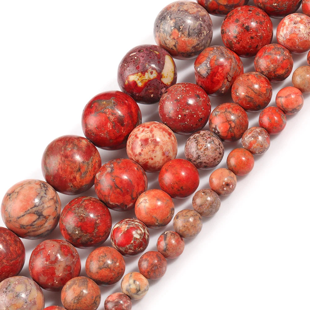 Round Stone Loose Beads for Jewelry Making – 15" Strand 4–12mm