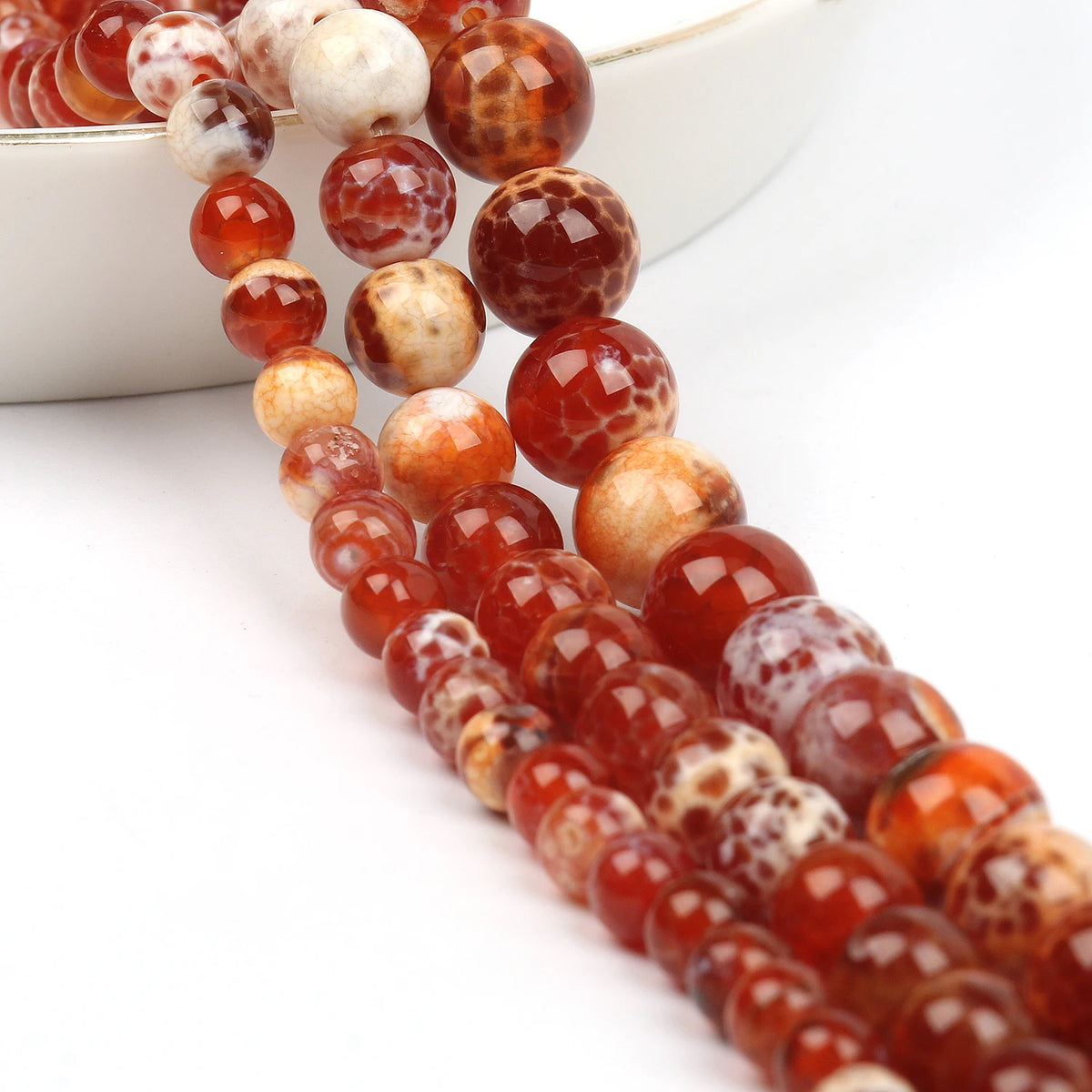 Red Fire Agate Stone Beads 6/8/10mm – DIY Jewelry Making