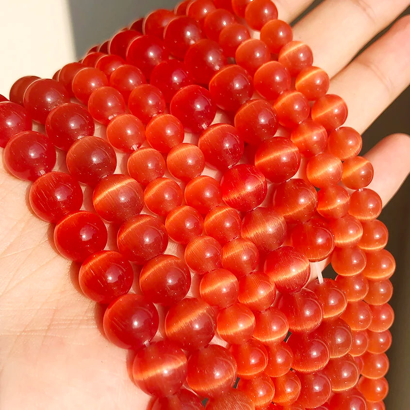White Cat Eye Opal Round Loose Beads 4–12mm | DIY Jewelry Strand