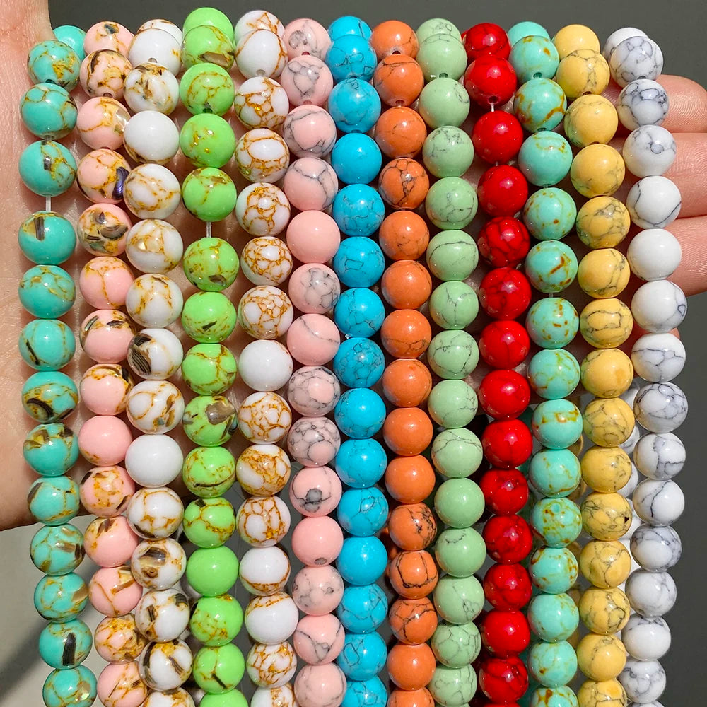 Round Stone Loose Beads for Jewelry Making – 15" Strand 4–12mm