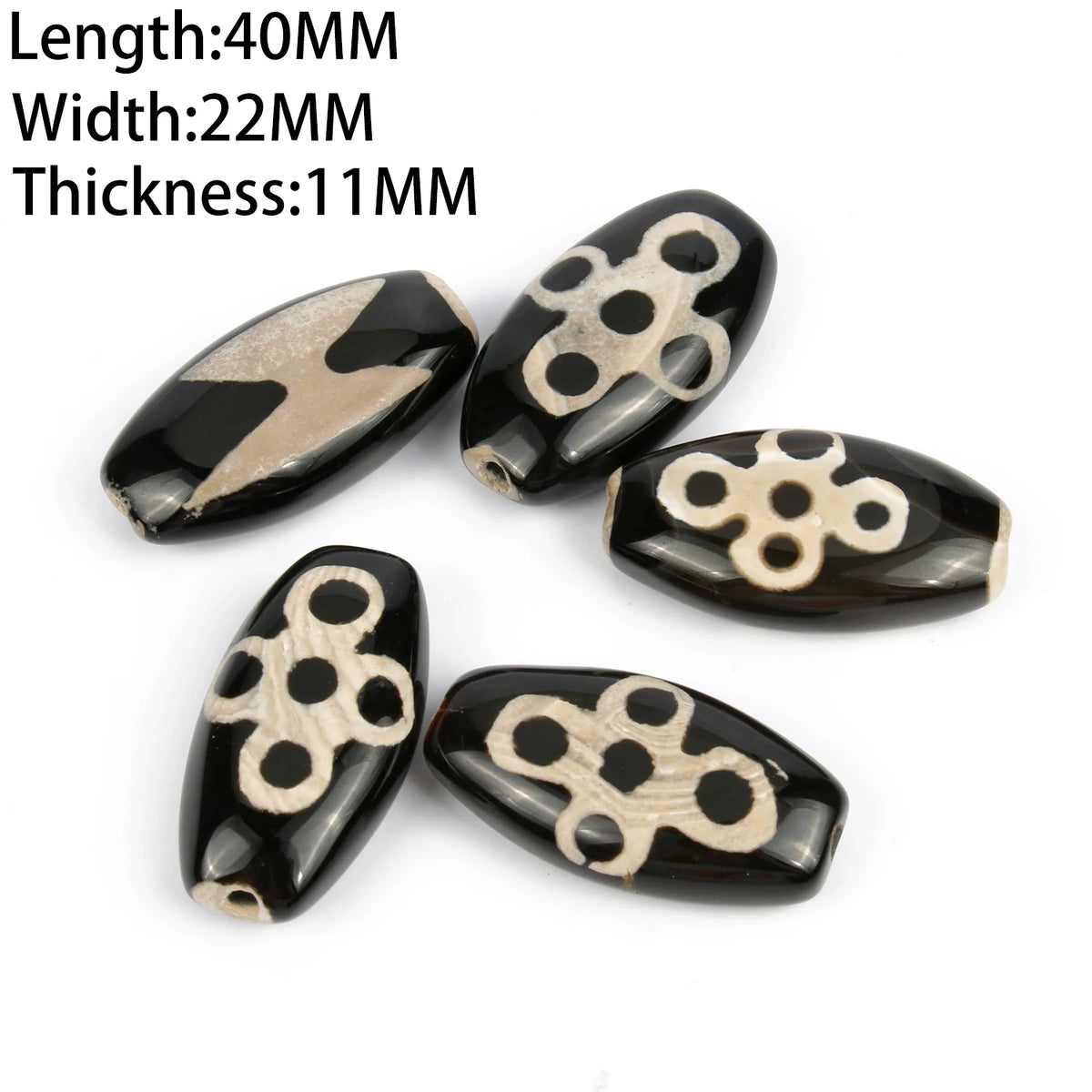 Tibetan Dzi 3-Eye Agate Oval Beads – DIY Bracelet Necklace 8x12mm