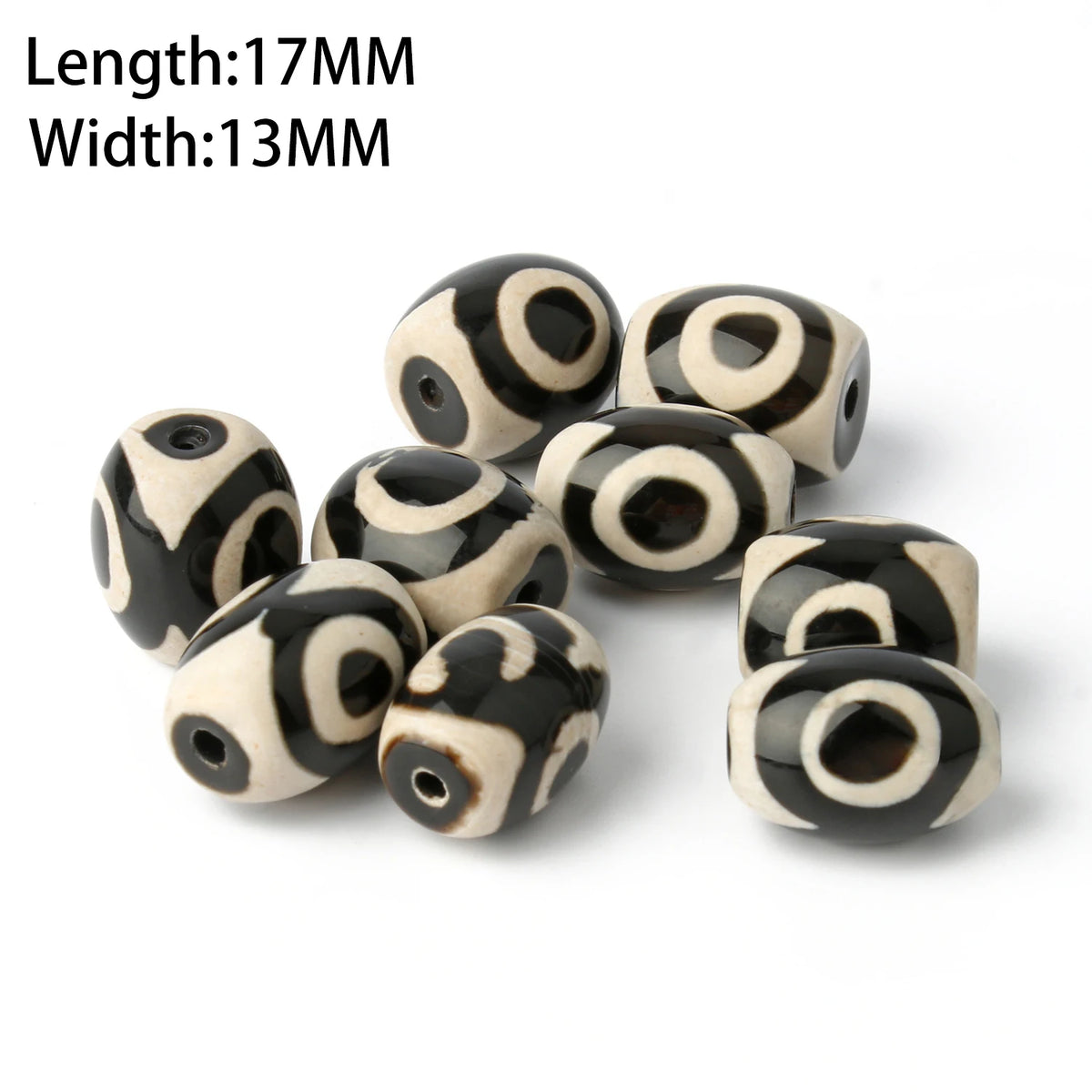 Tibetan Dzi 3-Eye Agate Oval Beads – DIY Bracelet Necklace 8x12mm