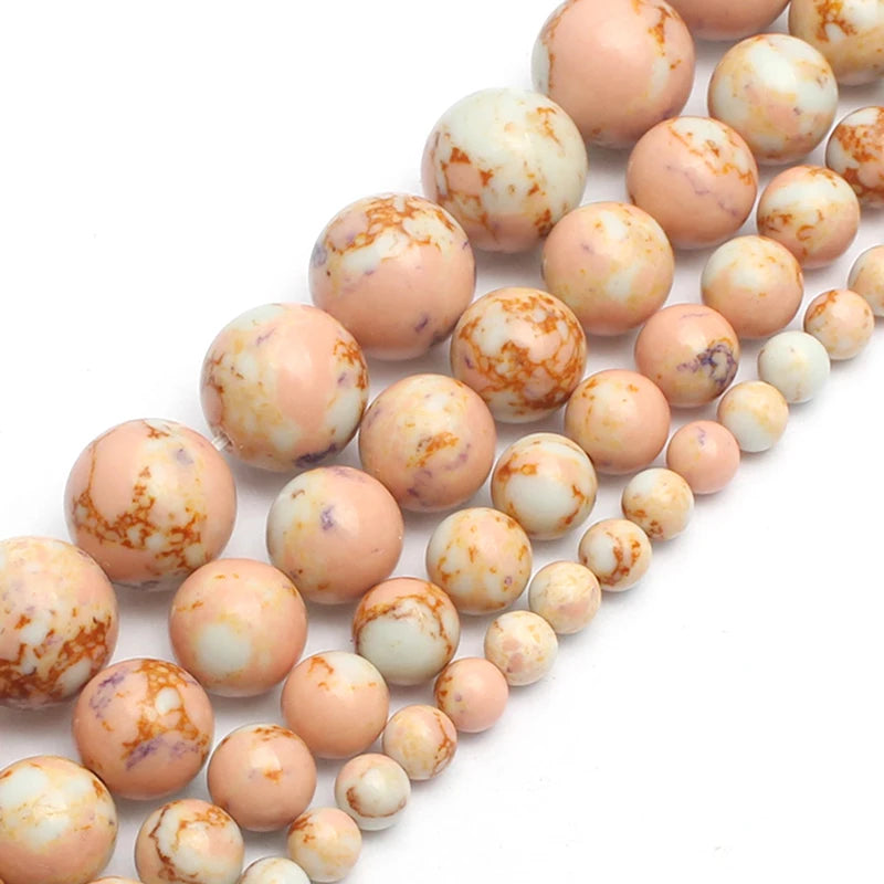 Round Stone Loose Beads for Jewelry Making – 15" Strand 4–12mm