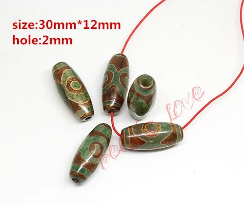 Tibetan Dzi 3-Eye Agate Oval Beads – DIY Bracelet Necklace 8x12mm
