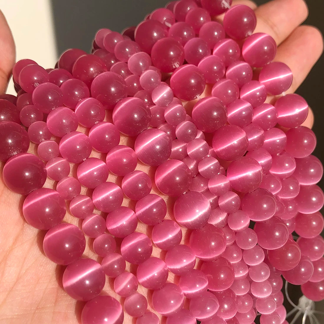 White Cat Eye Opal Round Loose Beads 4–12mm | DIY Jewelry Strand