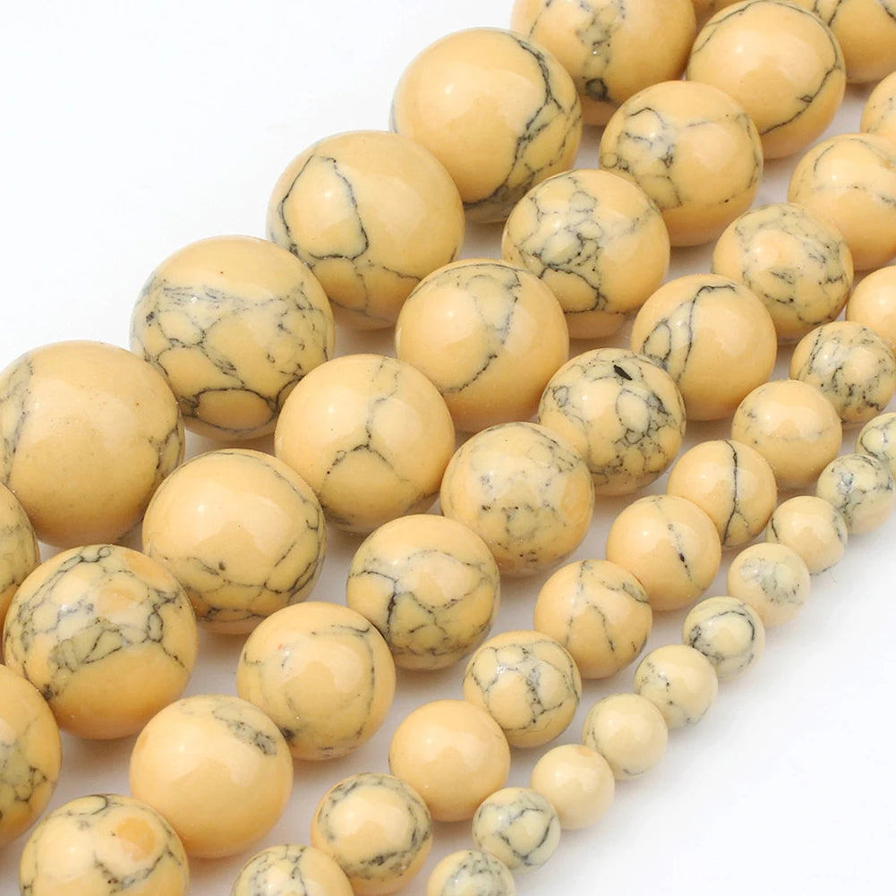 Round Stone Loose Beads for Jewelry Making – 15" Strand 4–12mm