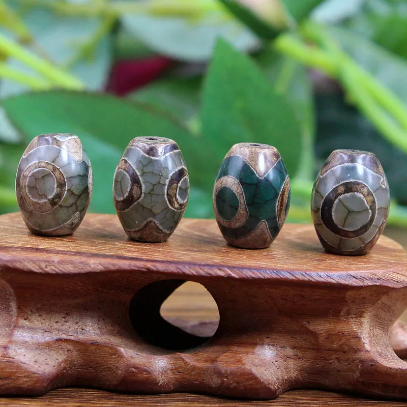 Tibetan Dzi 3-Eye Agate Oval Beads – DIY Bracelet Necklace 8x12mm