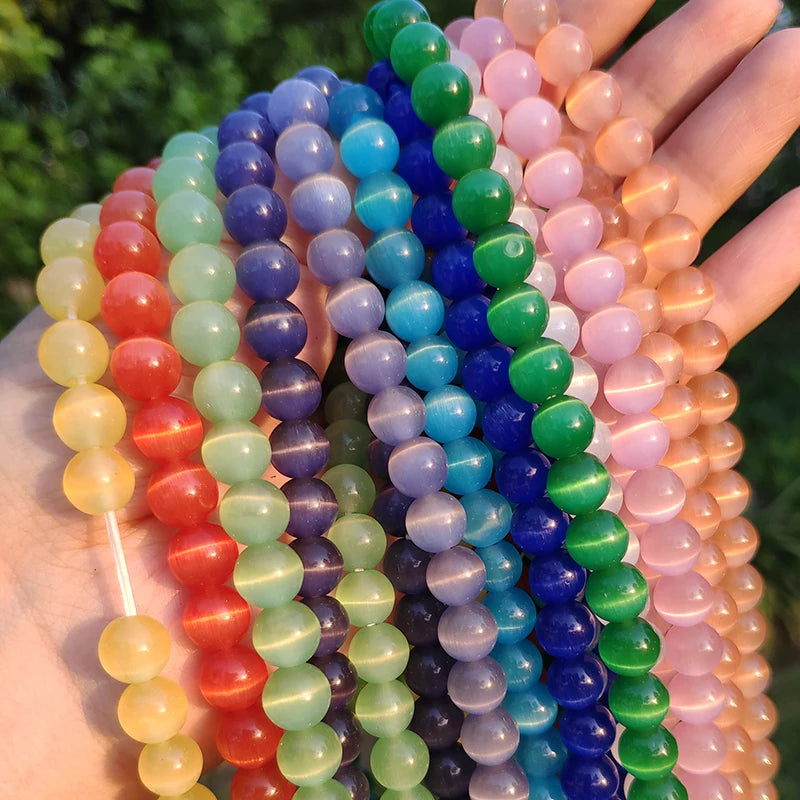 Cat's Eye Opal Glass Beads Mixed Colors – 4mm to 12mm DIY Jewelry