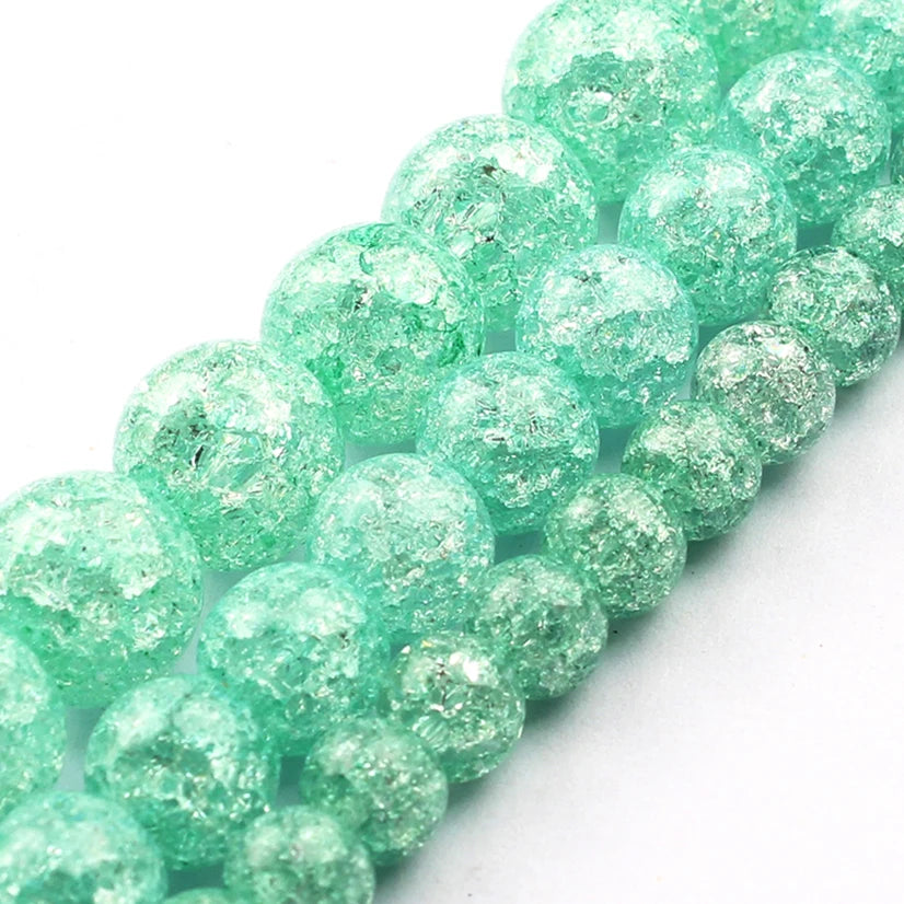 Snow Cracked Crystal Beads 6/8/10mm Round Loose Quartz – 15"