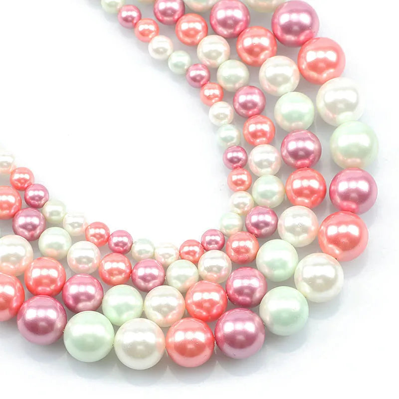 Shell Pearl Beads 15 Colors Round Spacer Beads for DIY Jewelry