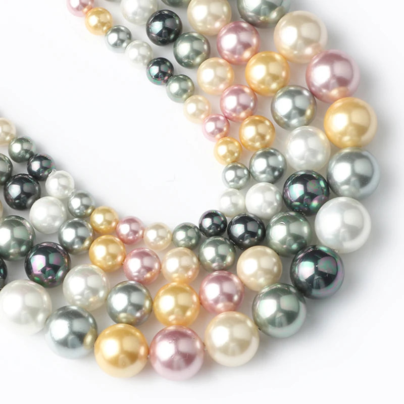 Shell Pearl Beads 15 Colors Round Spacer Beads for DIY Jewelry