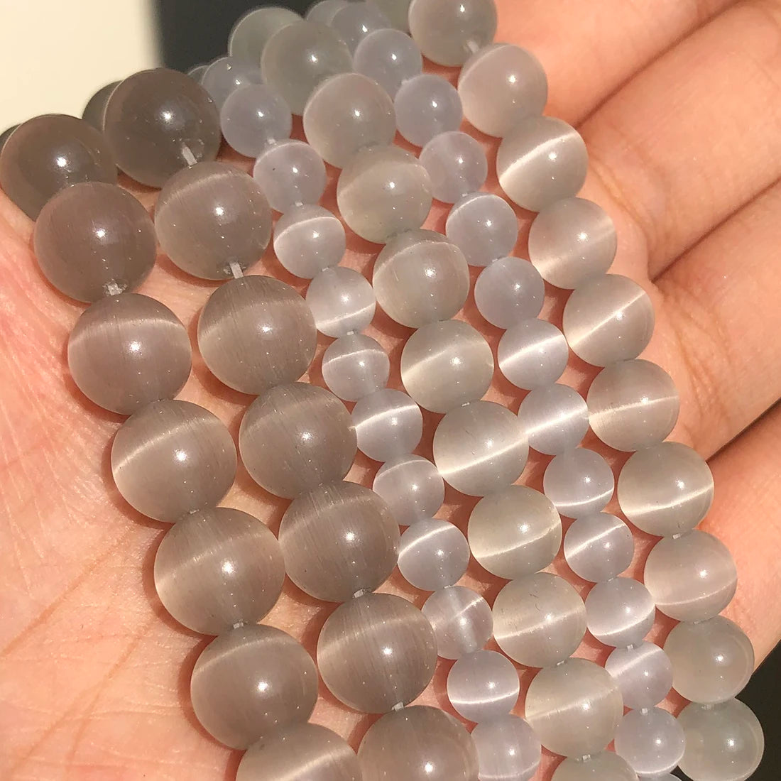 White Cat Eye Opal Round Loose Beads 4–12mm | DIY Jewelry Strand