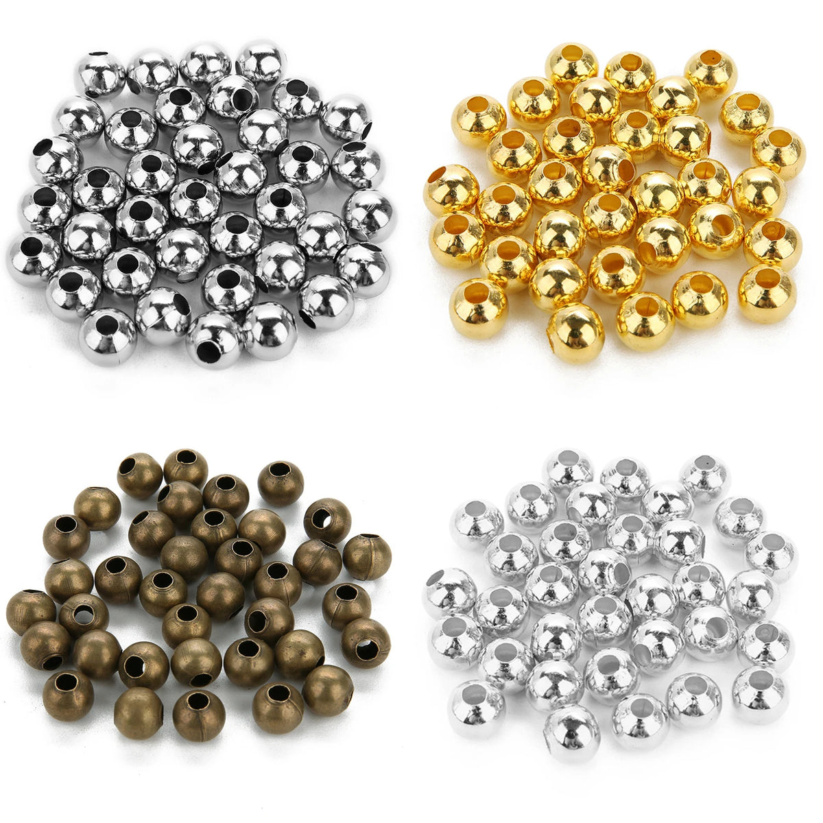 Metal Round Spacer Beads – Gold, Silver & Bronze | 3/4/6mm DIY