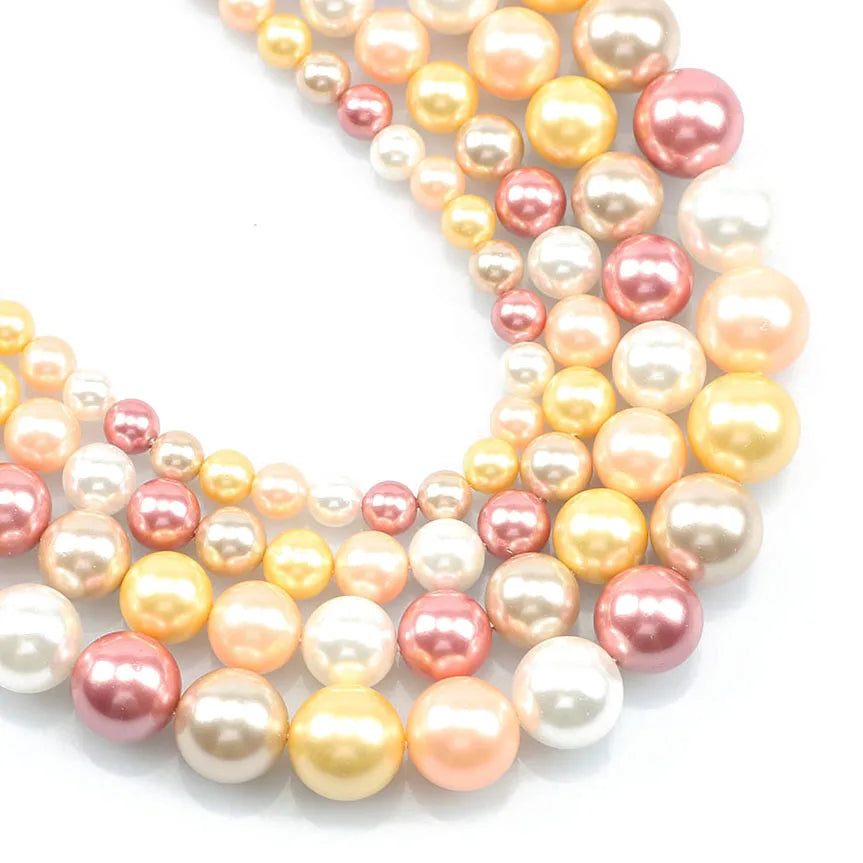 Shell Pearl Beads 15 Colors Round Spacer Beads for DIY Jewelry