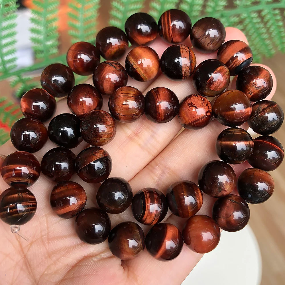 Red Tiger Eye Round Stone Beads – 15.5" Strand, 4–12mm