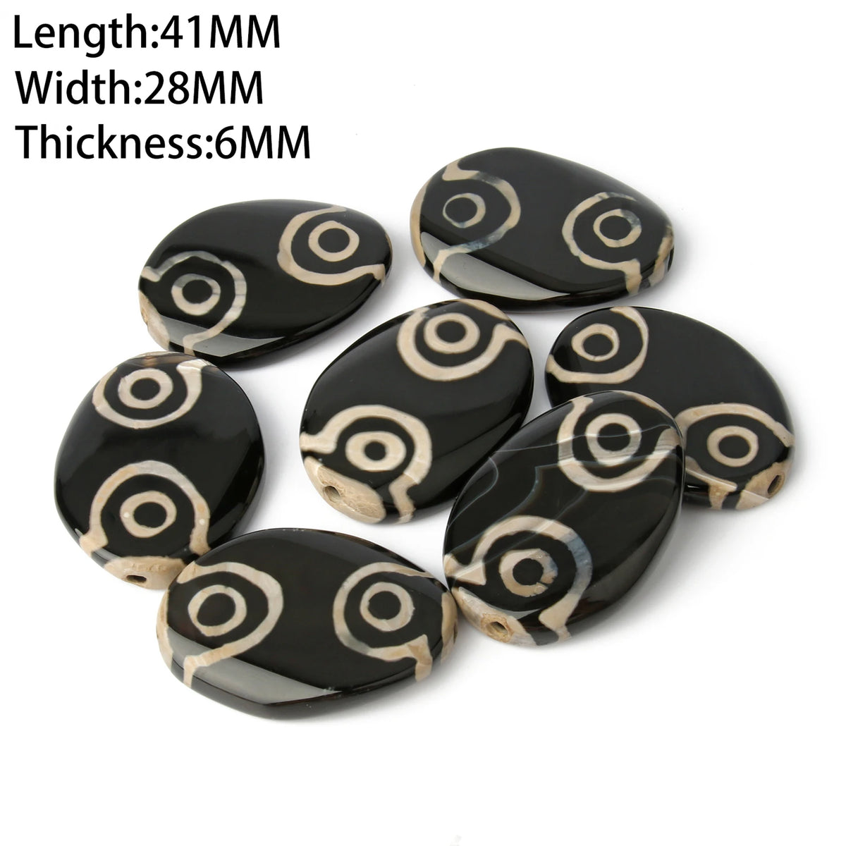 Tibetan Dzi 3-Eye Agate Oval Beads – DIY Bracelet Necklace 8x12mm