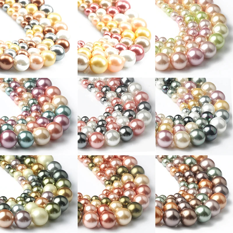 Shell Pearl Beads 15 Colors Round Spacer Beads for DIY Jewelry