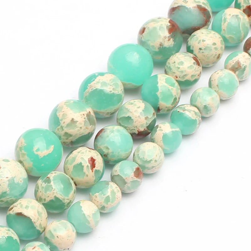 Round Stone Loose Beads for Jewelry Making – 15" Strand 4–12mm